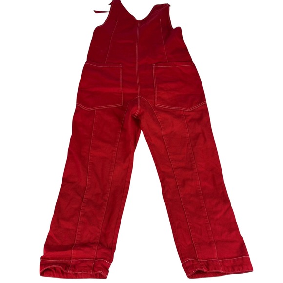 We The Free Red High Roller Cotton Utility Overalls Jumpsuit XS - Picture 6 of 11